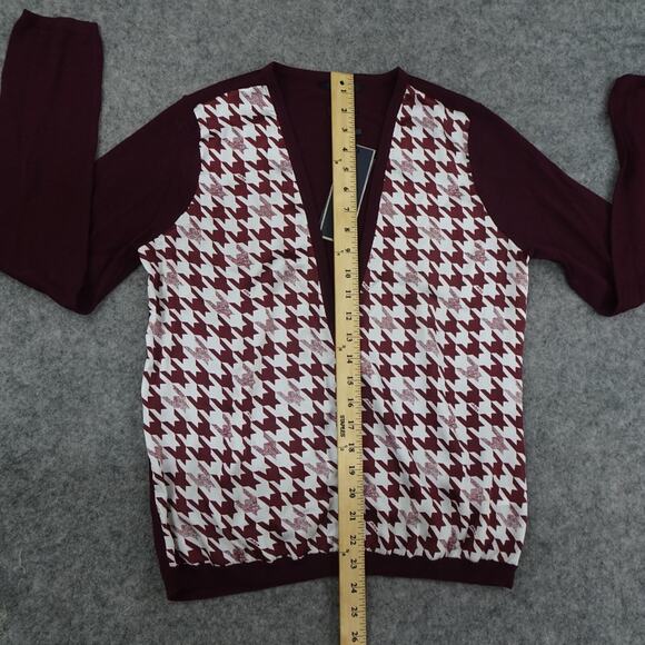 Tommy Hilfiger Sweater Womens Medium Cardigan Houndstooth Luxury Wool B - Picture 3 of 14